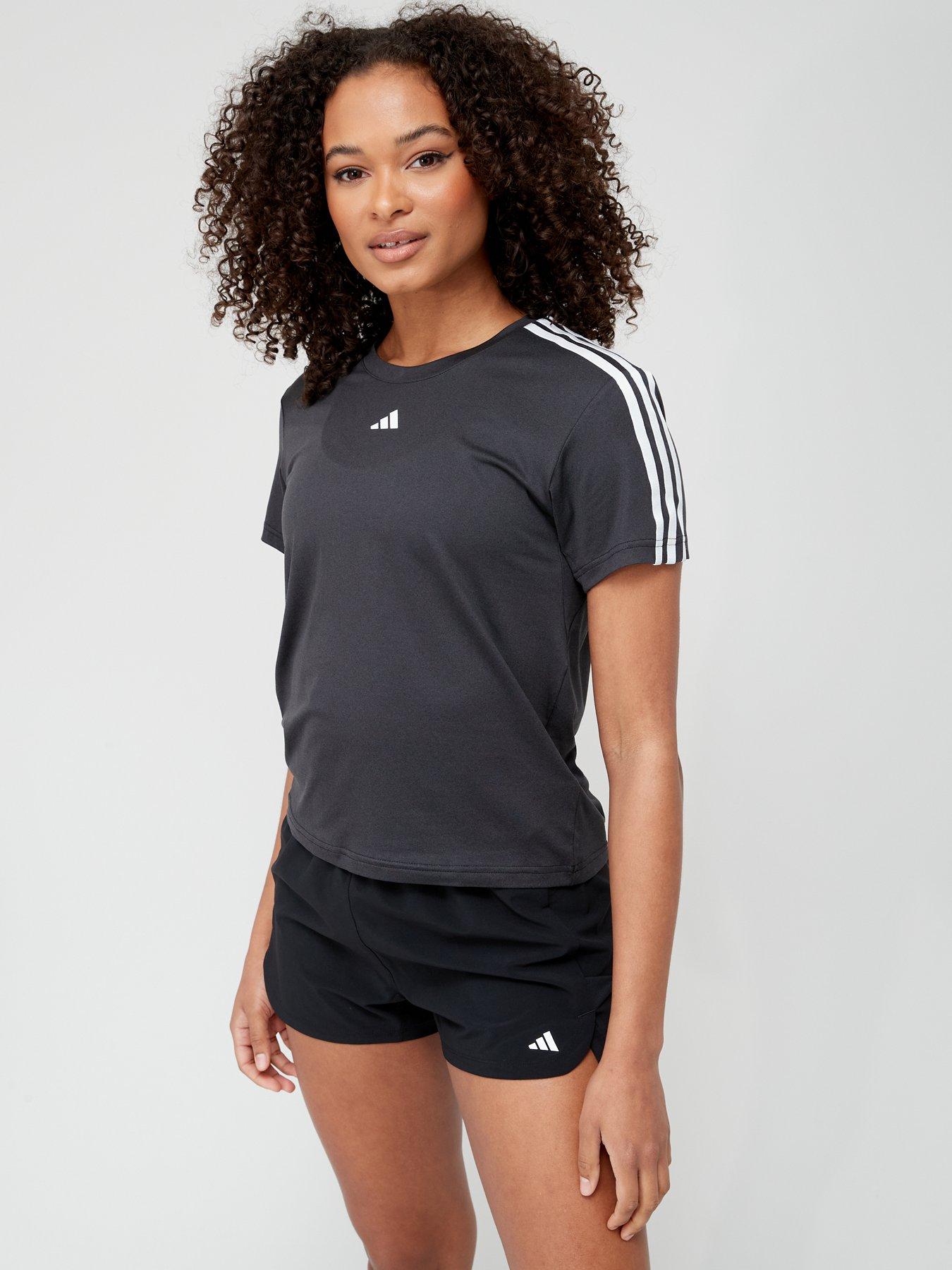 Adidas essentials 3 stripe t shirt on sale