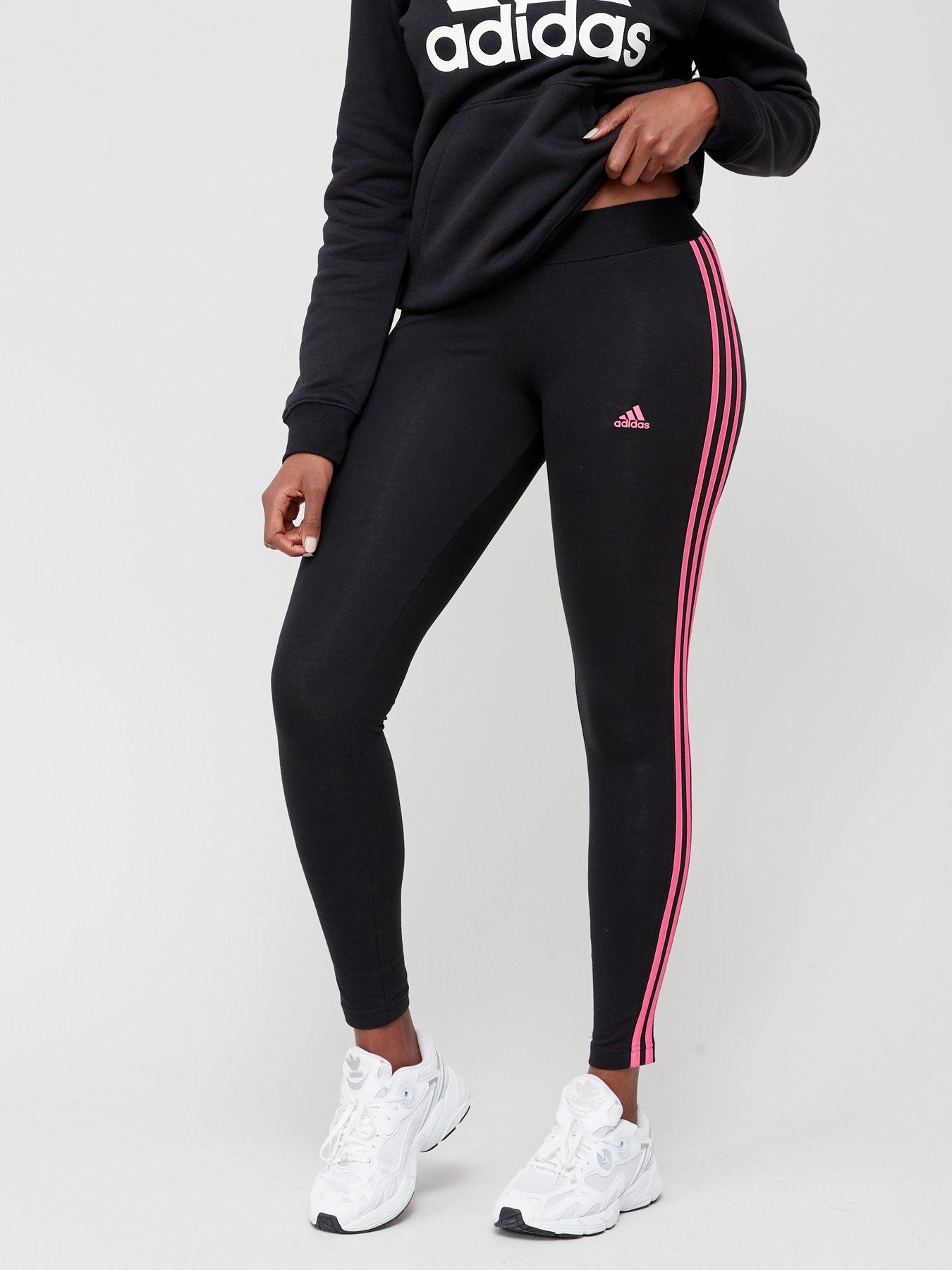 Womens High Waist Gym Leggings Textured Stripe Black Ladies