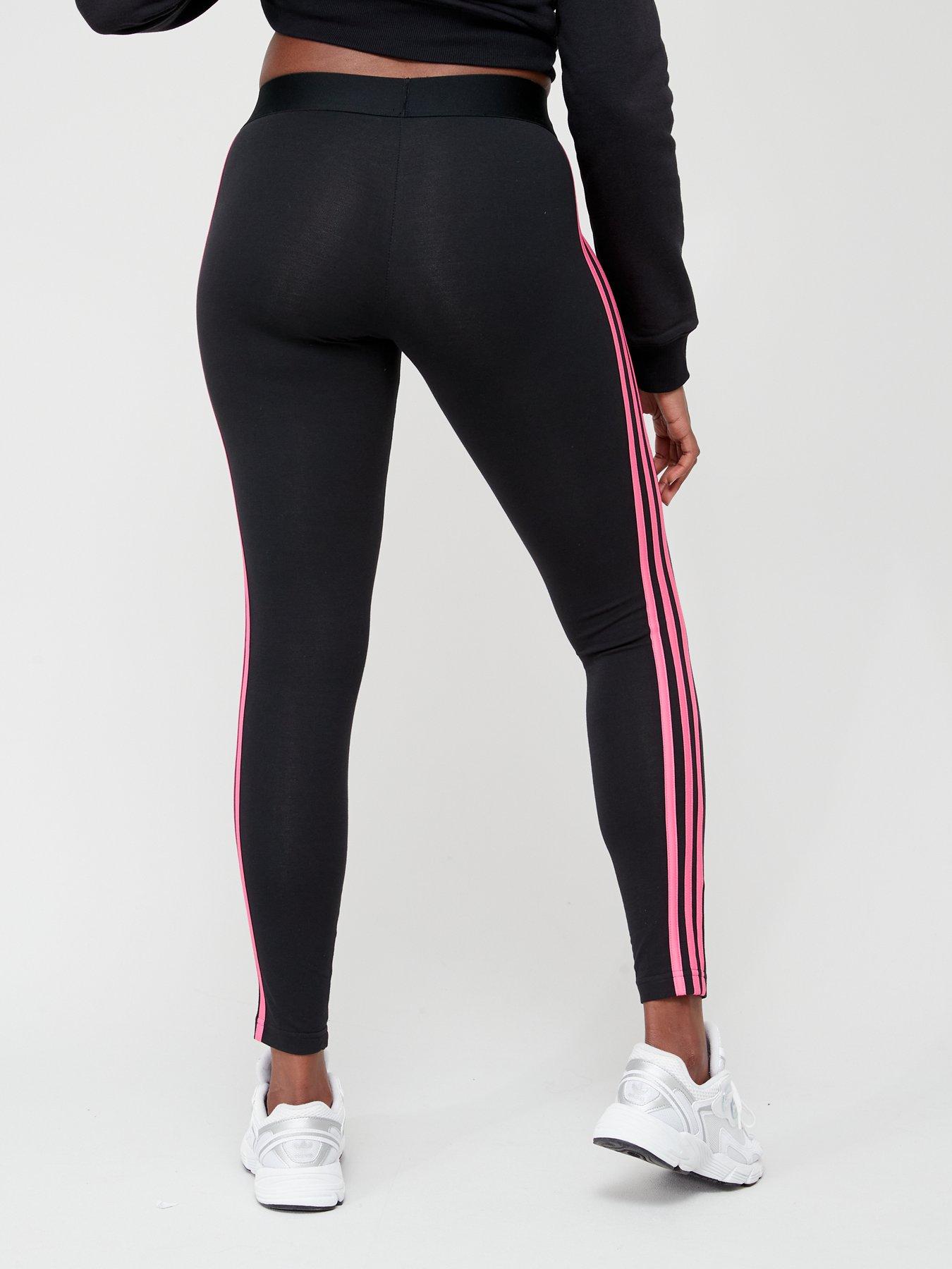 Black adidas with pink hot sale stripes