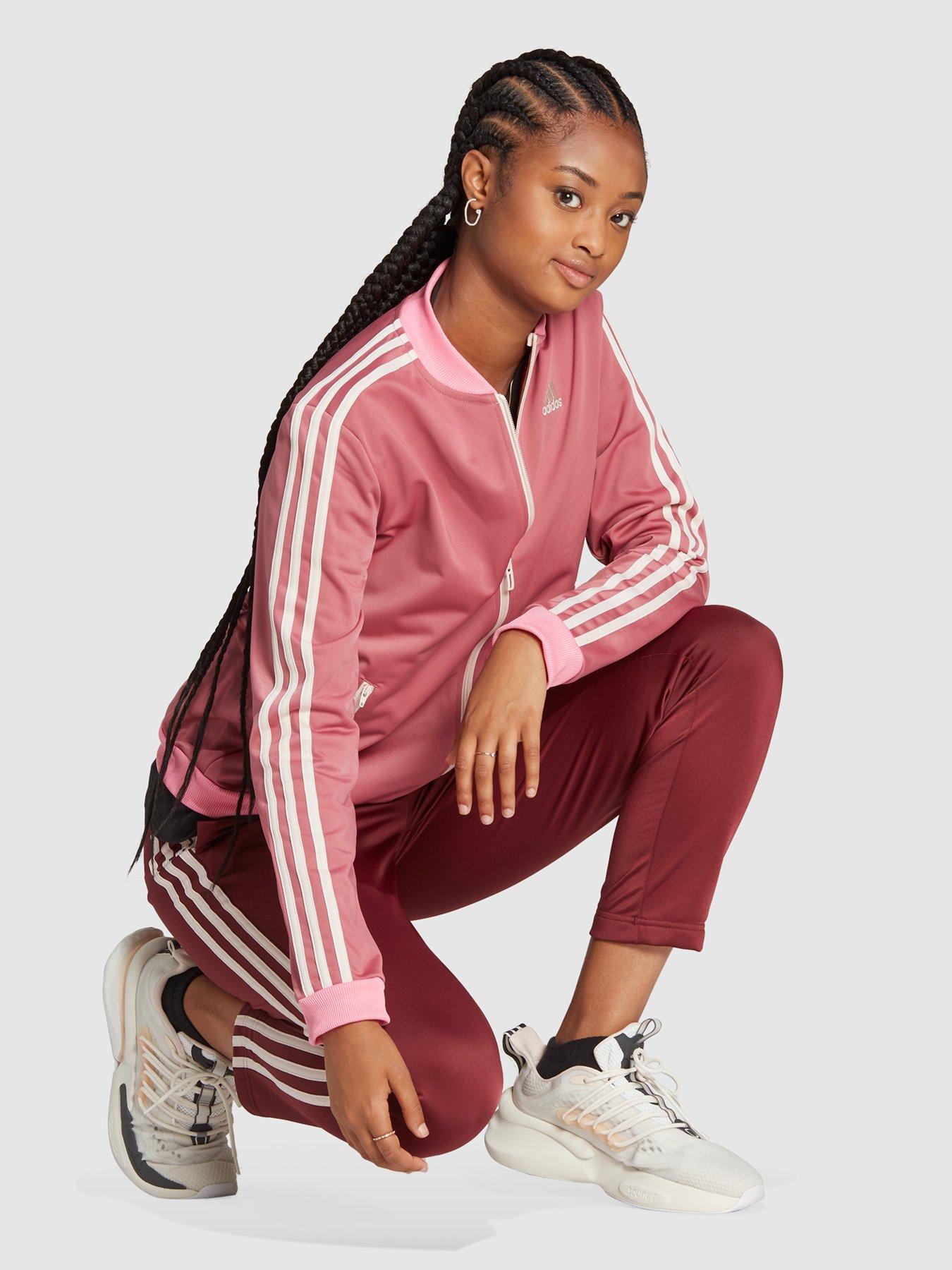 adidas Sportswear Essentials Sports Tracksuit - Pink/Red | very.co.uk