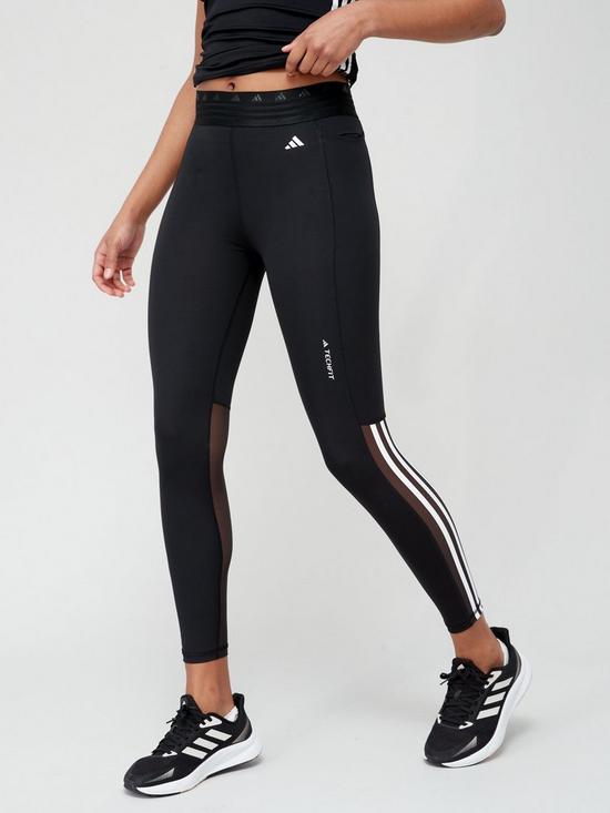 front image of adidas-womens-hyperglam-78-tights--black
