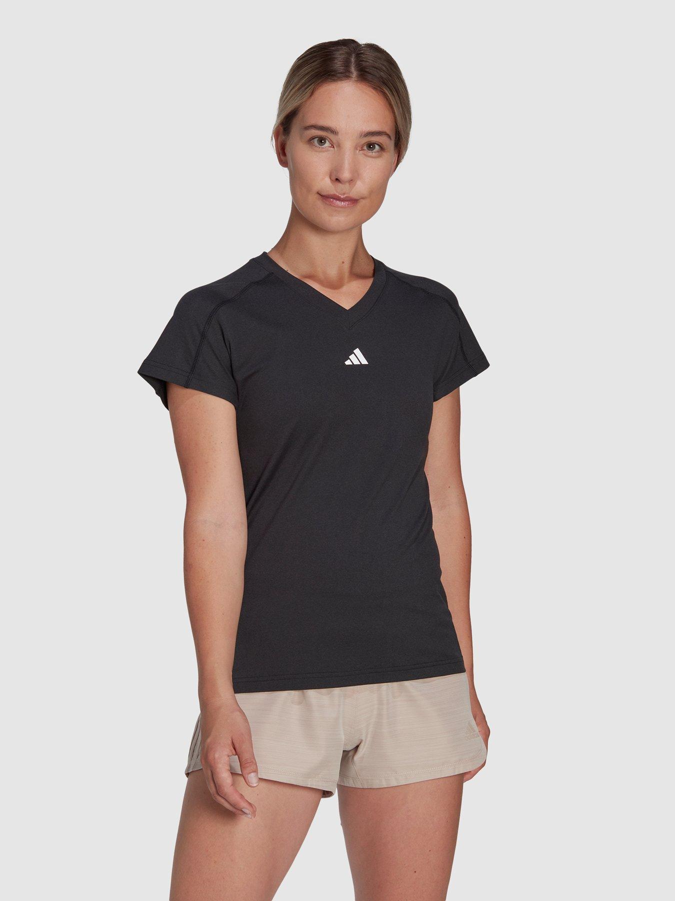 adidas Performance Aeroready Train Essentials Minimal Branding V-neck T-shirt - Black, Black, Size S, Women