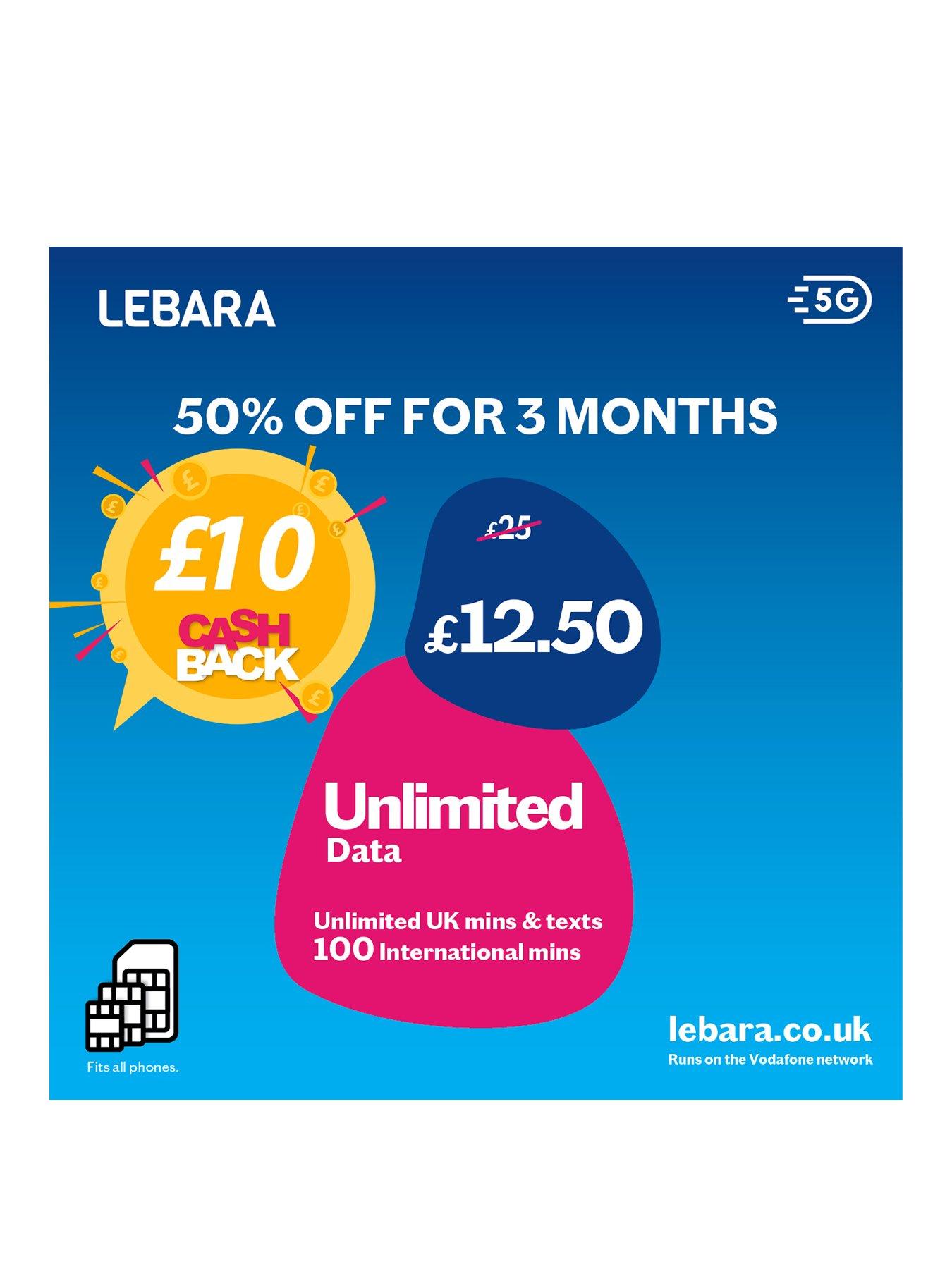 Odysseus ost Sæbe Lebara Unlimited Data, minutes, texts with 100 international minutes 30 day  SIM | very.co.uk