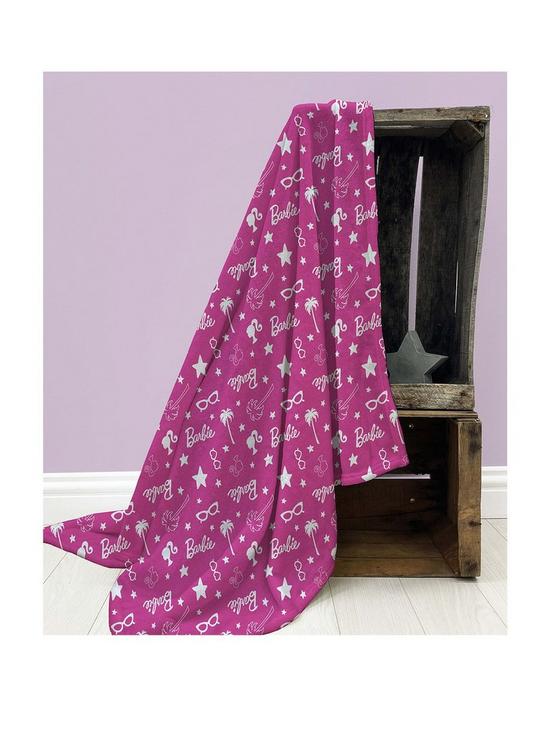 front image of barbie-stars-fleece-blanket-pink