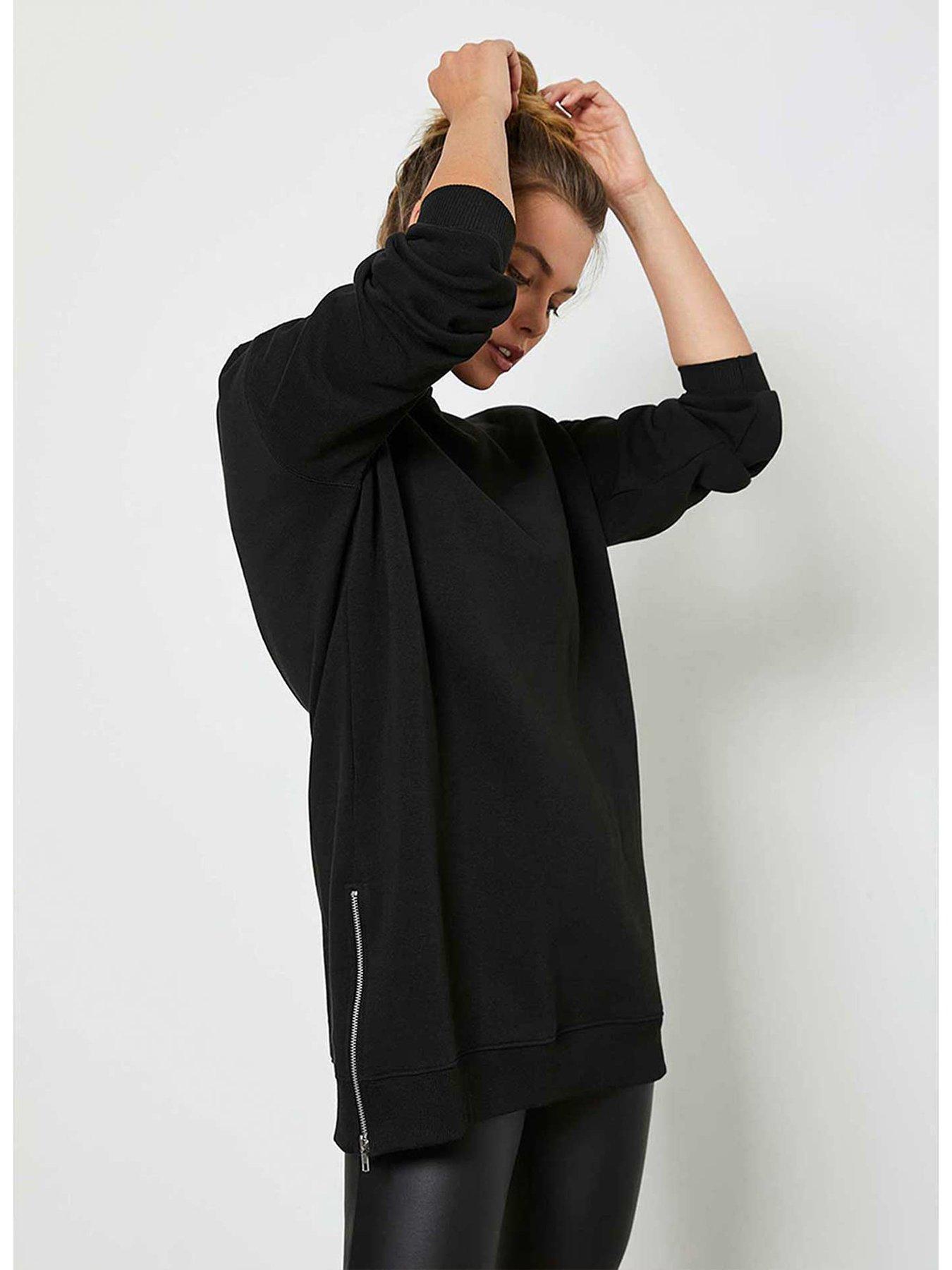 Black Longline Zip Sweat