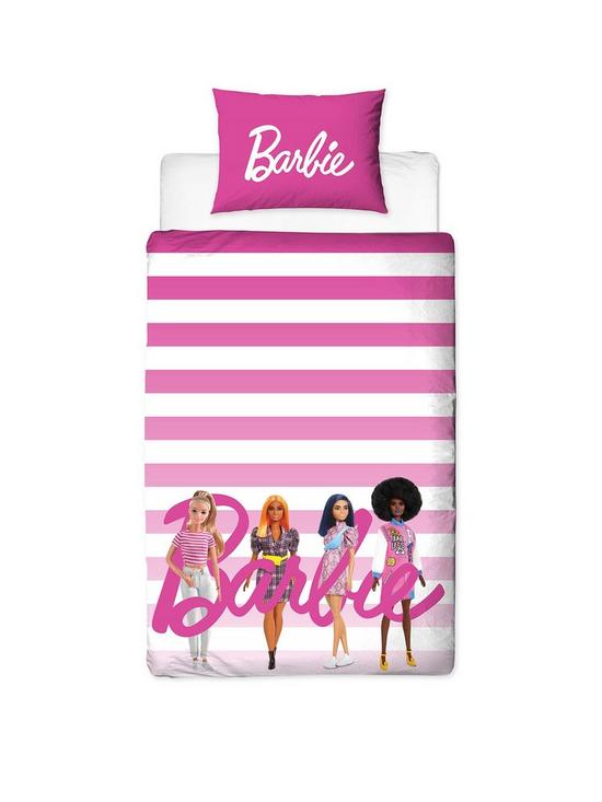 stillFront image of barbie-sweet-single-panel-duvet-cover-set-pink