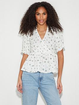 dorothy perkins print broderie wrap front top
