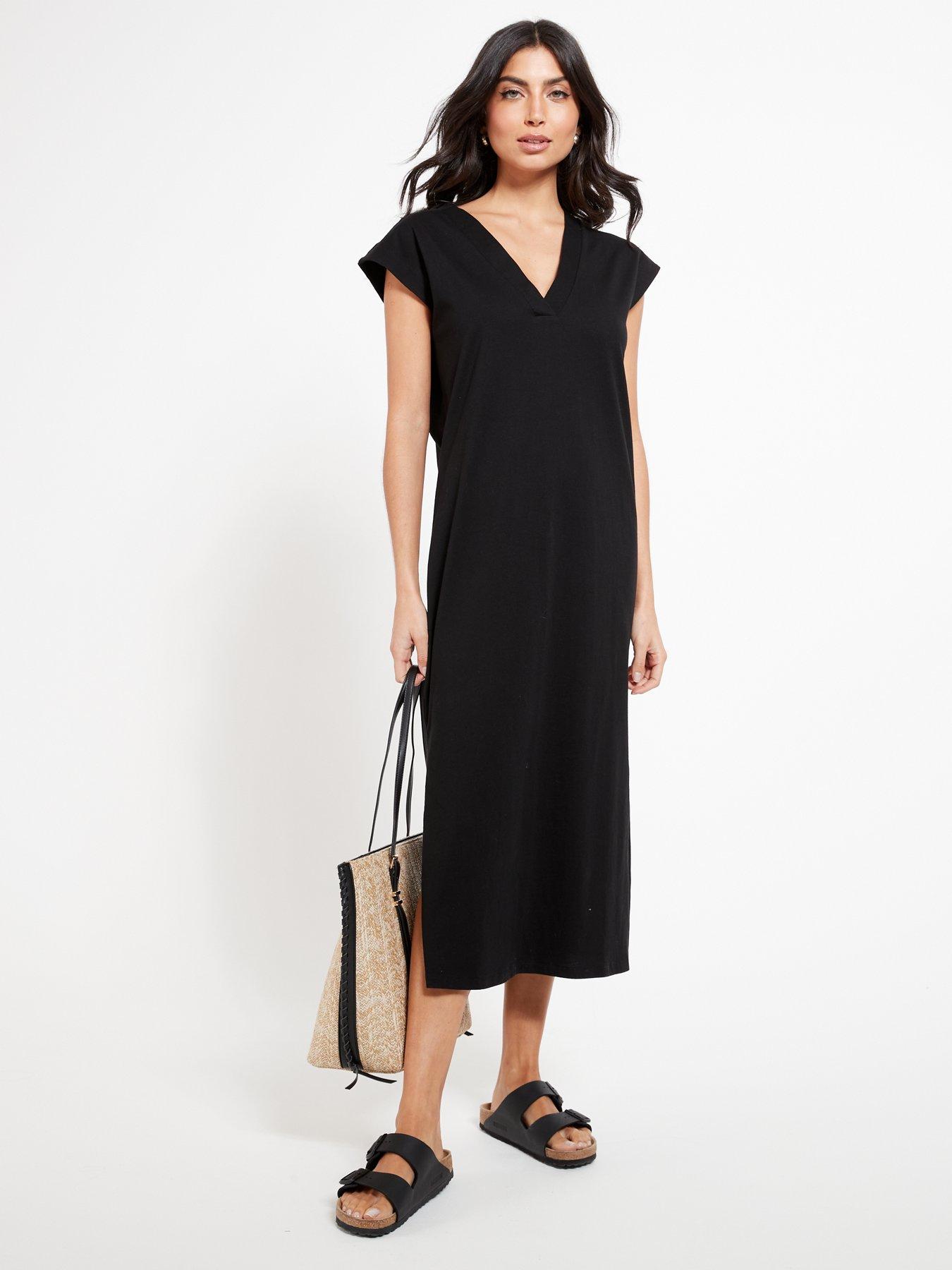 Plunge neck midi dress best sale