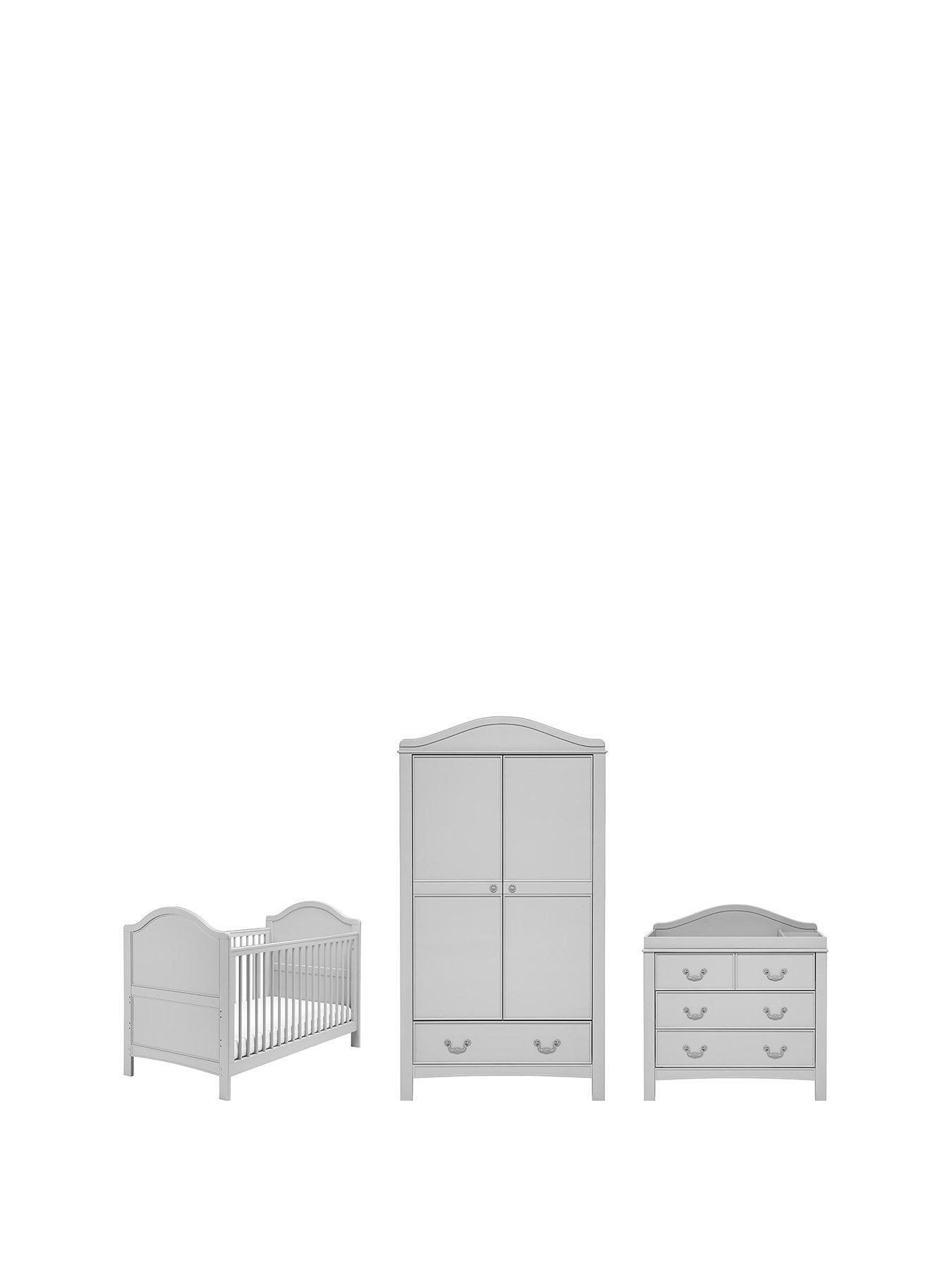 Product photograph of East Coast Toulouse Cotbed Dresser And Wardrobe Roomset- Grey from very.co.uk