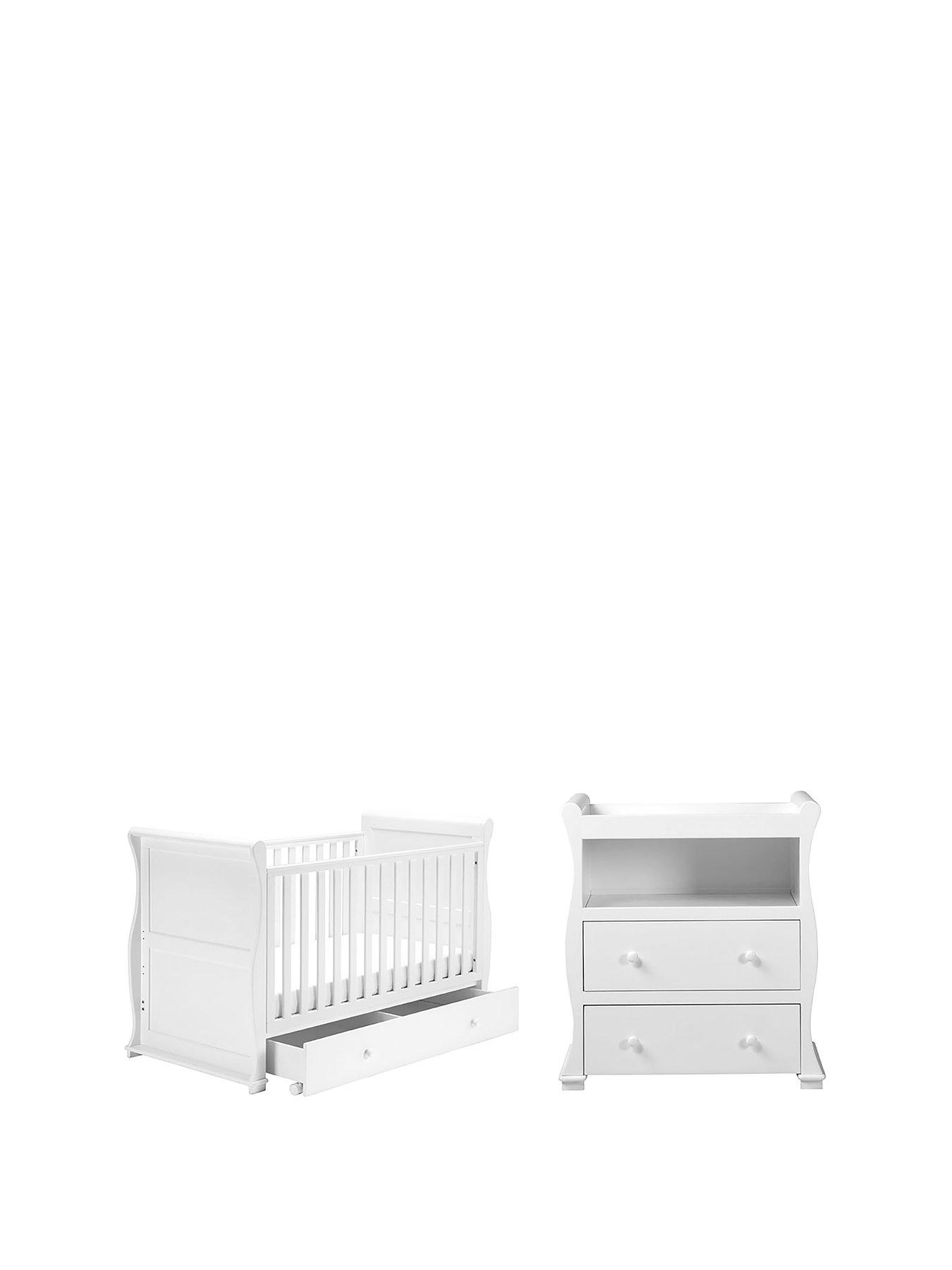 Product photograph of East Coast Alaska Cotbed And Dresser Roomset- White from very.co.uk