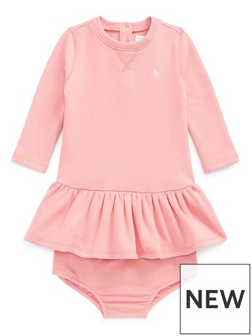 Thermal Two degrees suit Ralph Lauren Baby Girls Long Sleeve Sweat Dress - Rose | very.co.uk