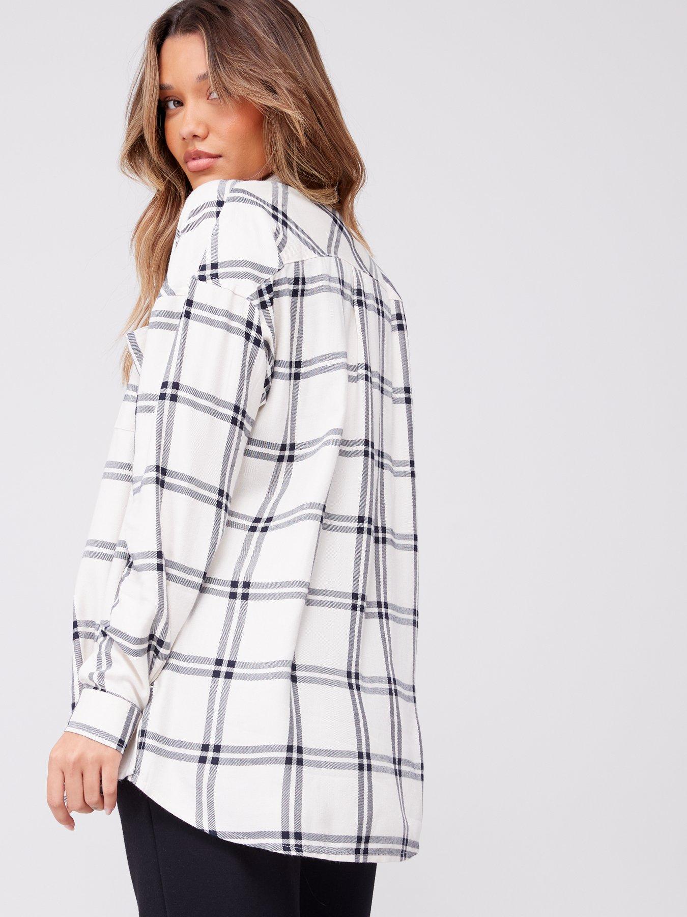 Everyday Boyfriend Check Shirt Cream Check very.co.uk