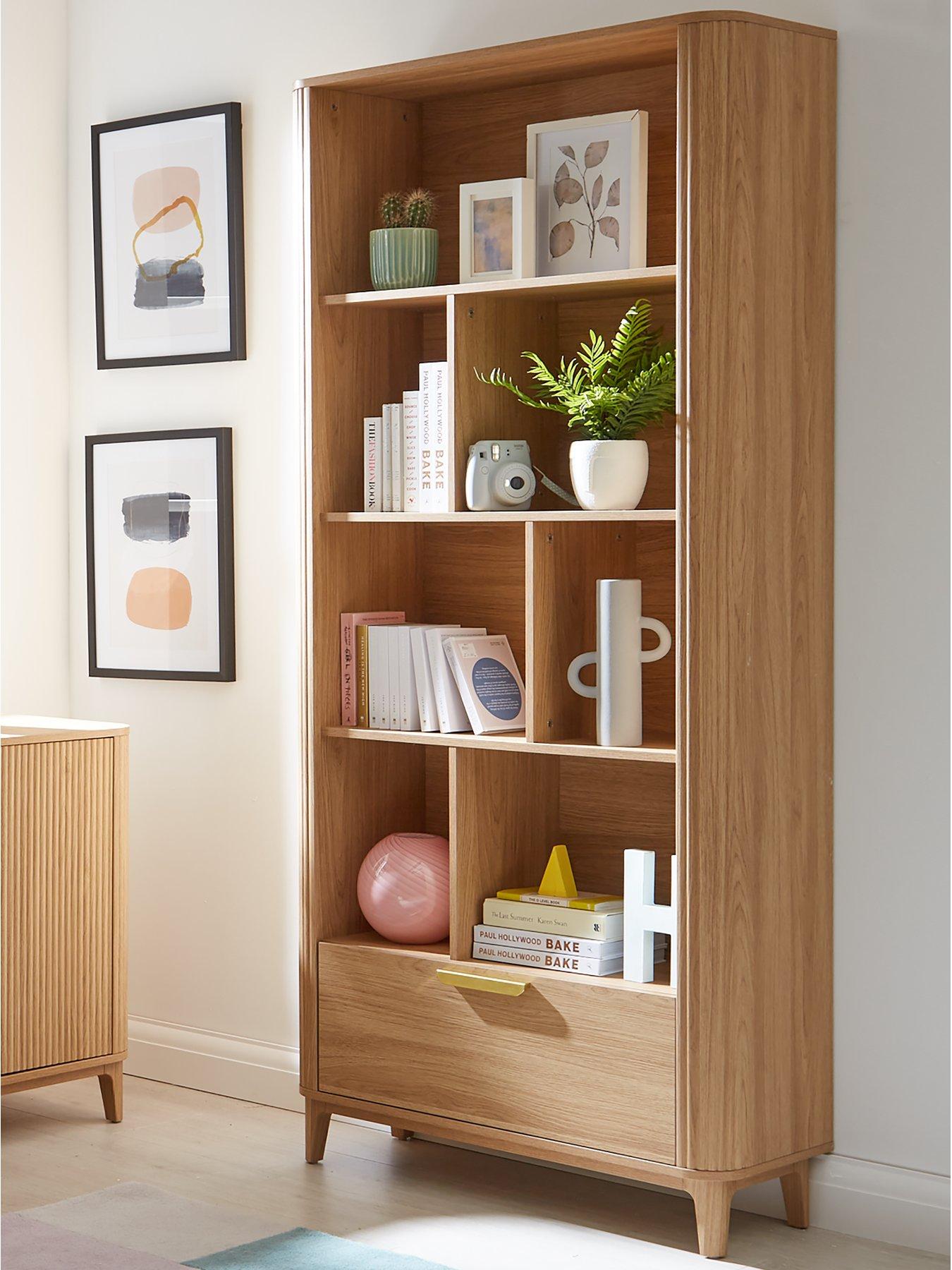 Oak bookcase with 2024 glass doors