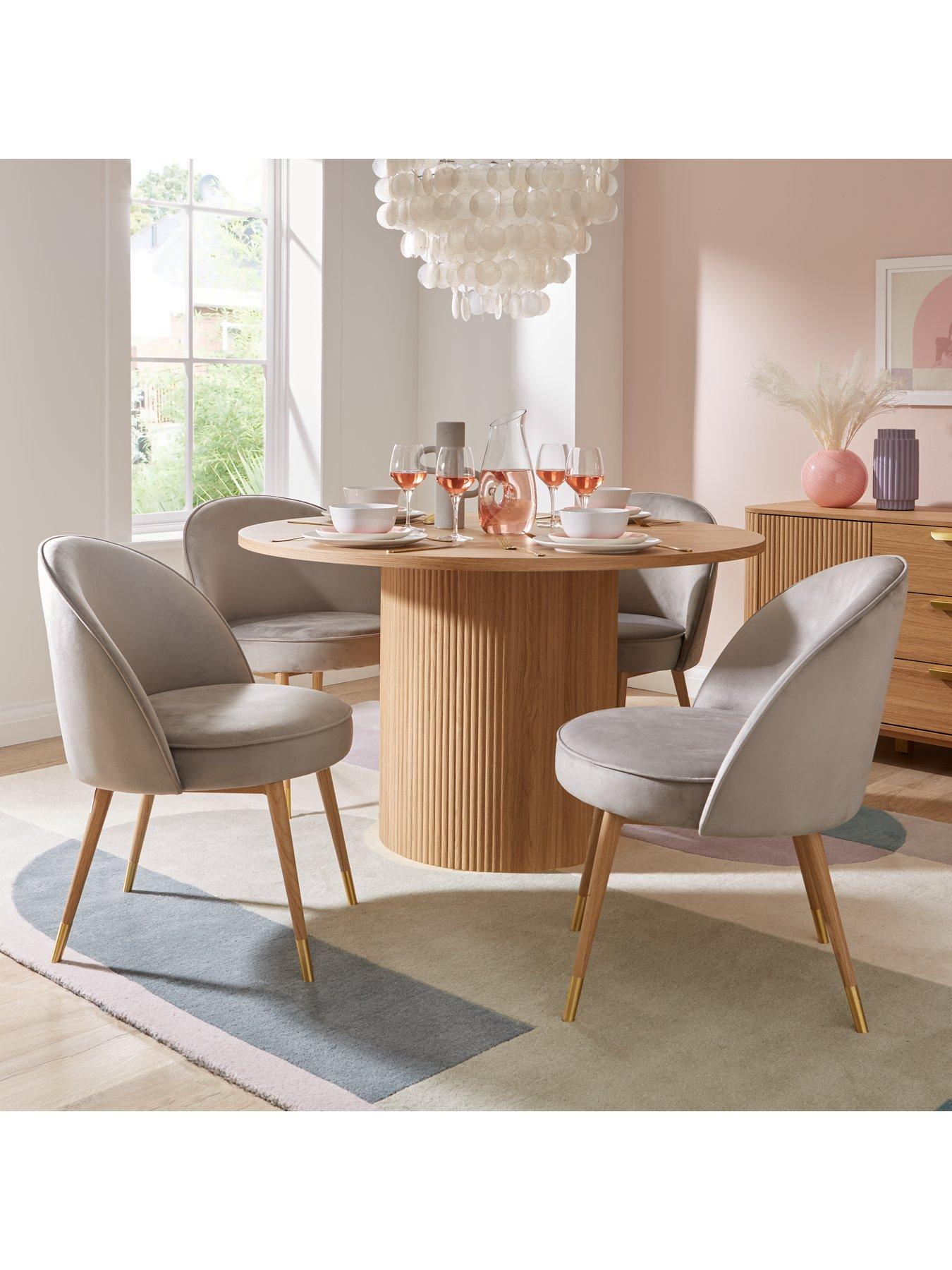 undefined Carina 120 cm Round Dining Table + 4 Chairs - Oak/Grey