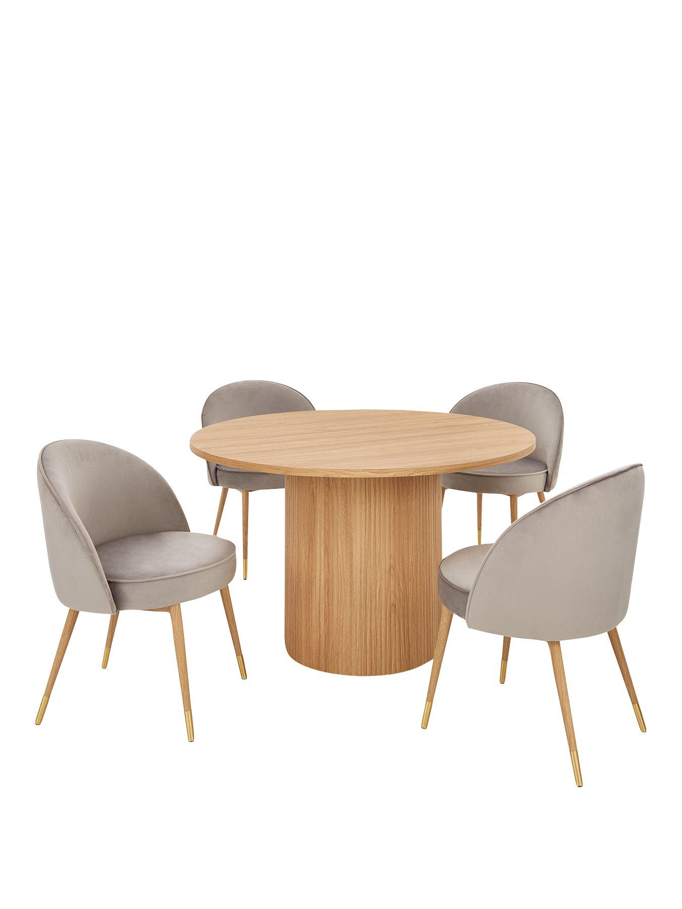 Very Home Carina 120 cm Round Dining Table + 4 Chairs - Oak/Grey | very ...