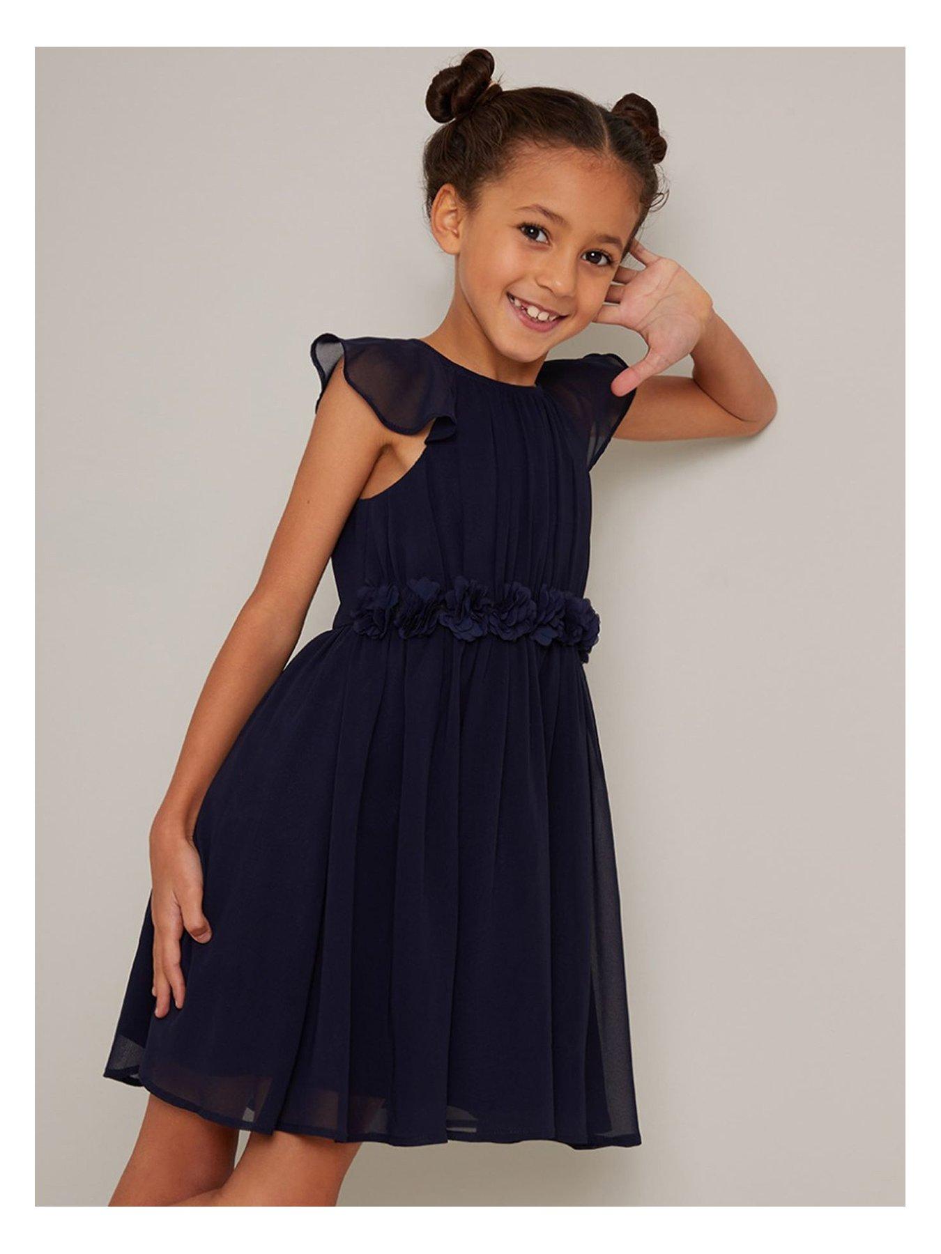 Chi Chi London Girls Chiffon Flower Dress Blue very