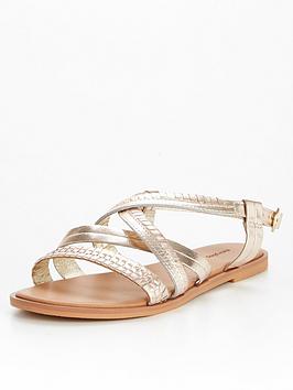 Everyday Wide Fit Leather Strappy Sandal - Gold