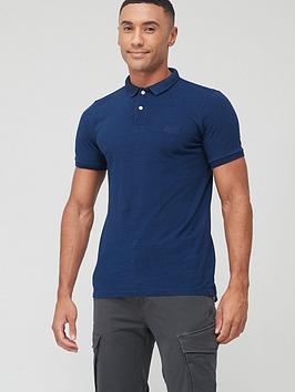 superdry embroidered logo polo shirt - blue