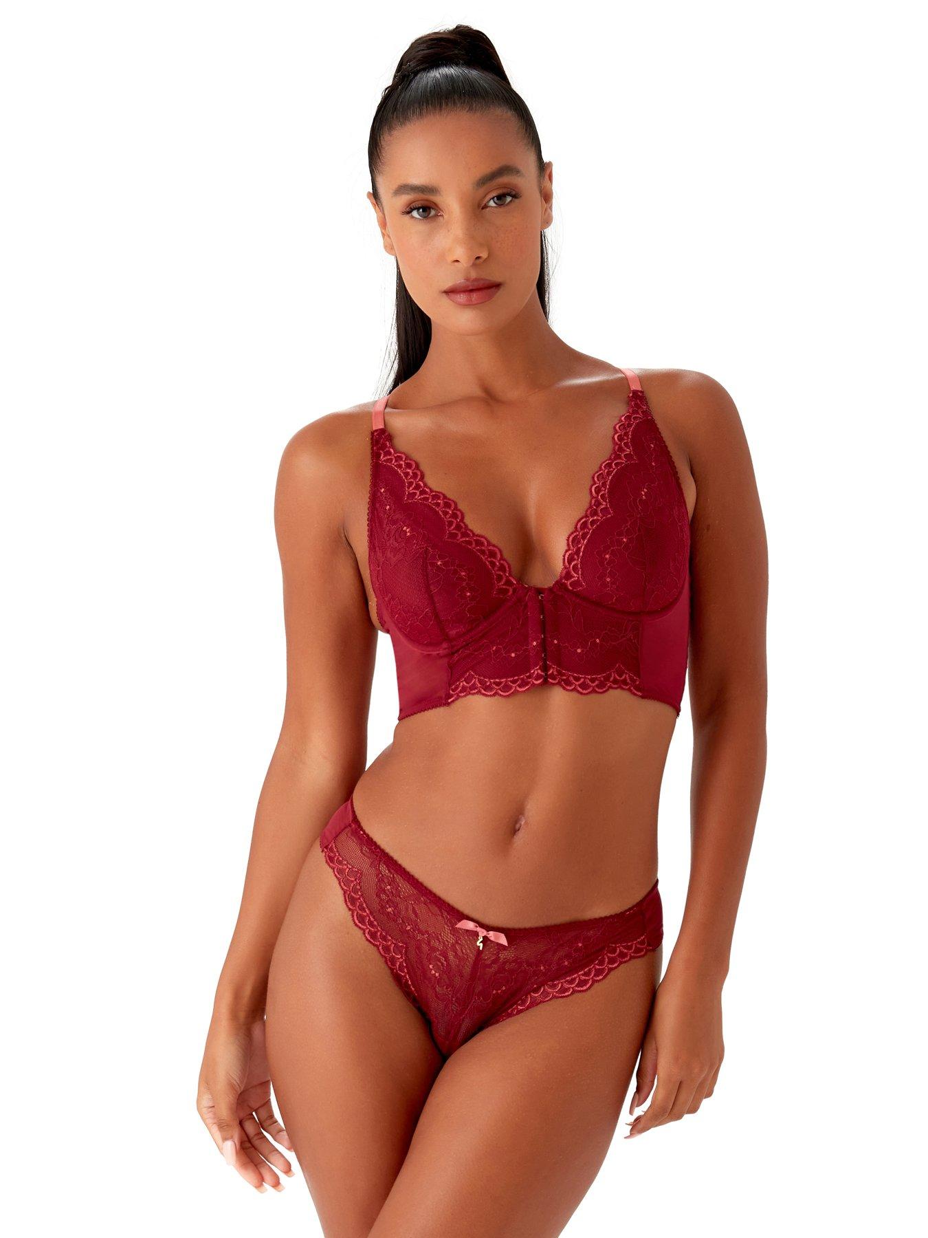 undefined Superboost Deep V Bralet - Raspberry