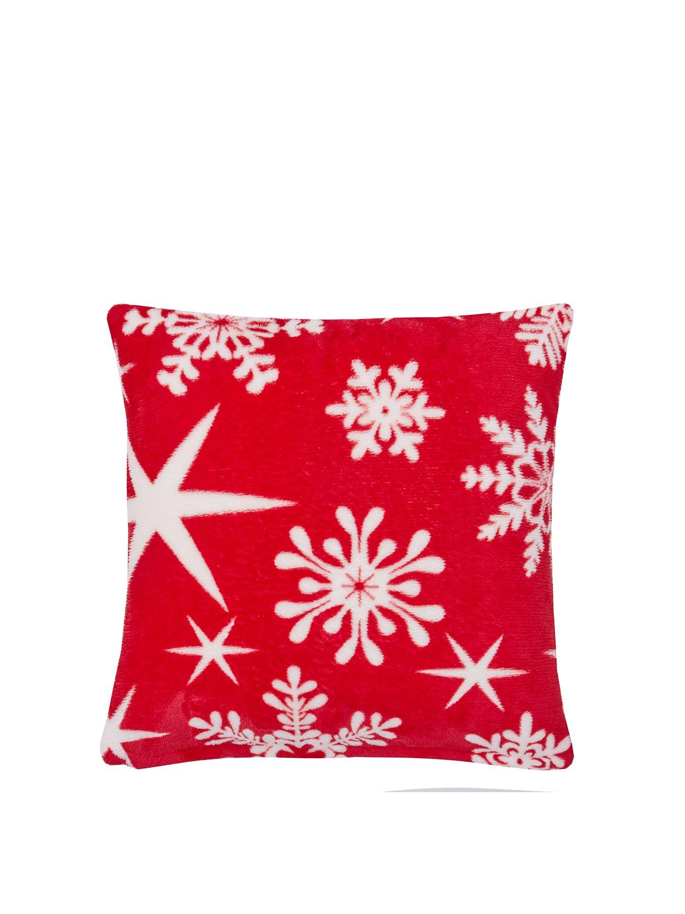 Product photograph of Very Home Christmas Snow Flake Cushion In Red from very.co.uk