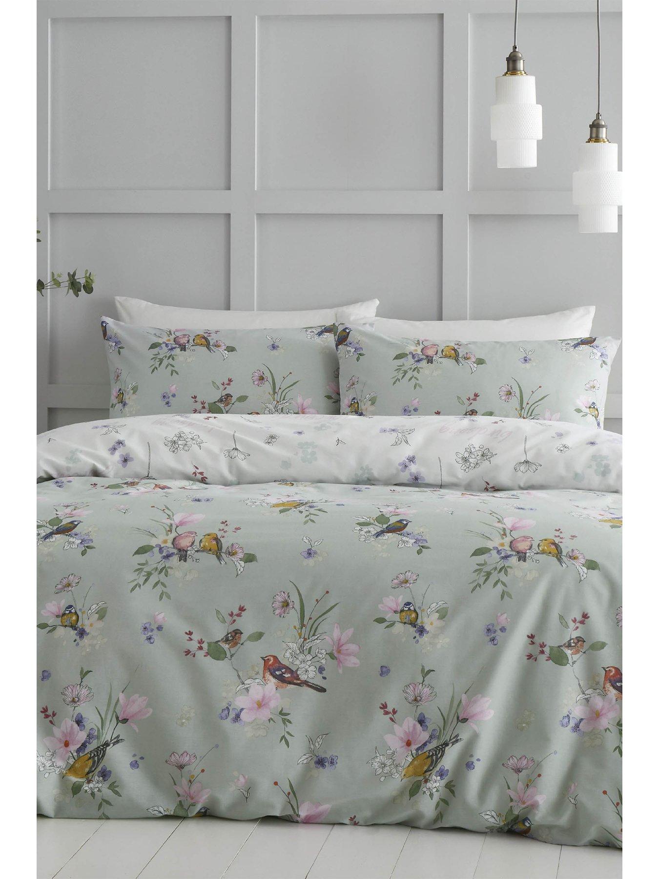 Bramble Garden Sage Sateen Duvet Cover