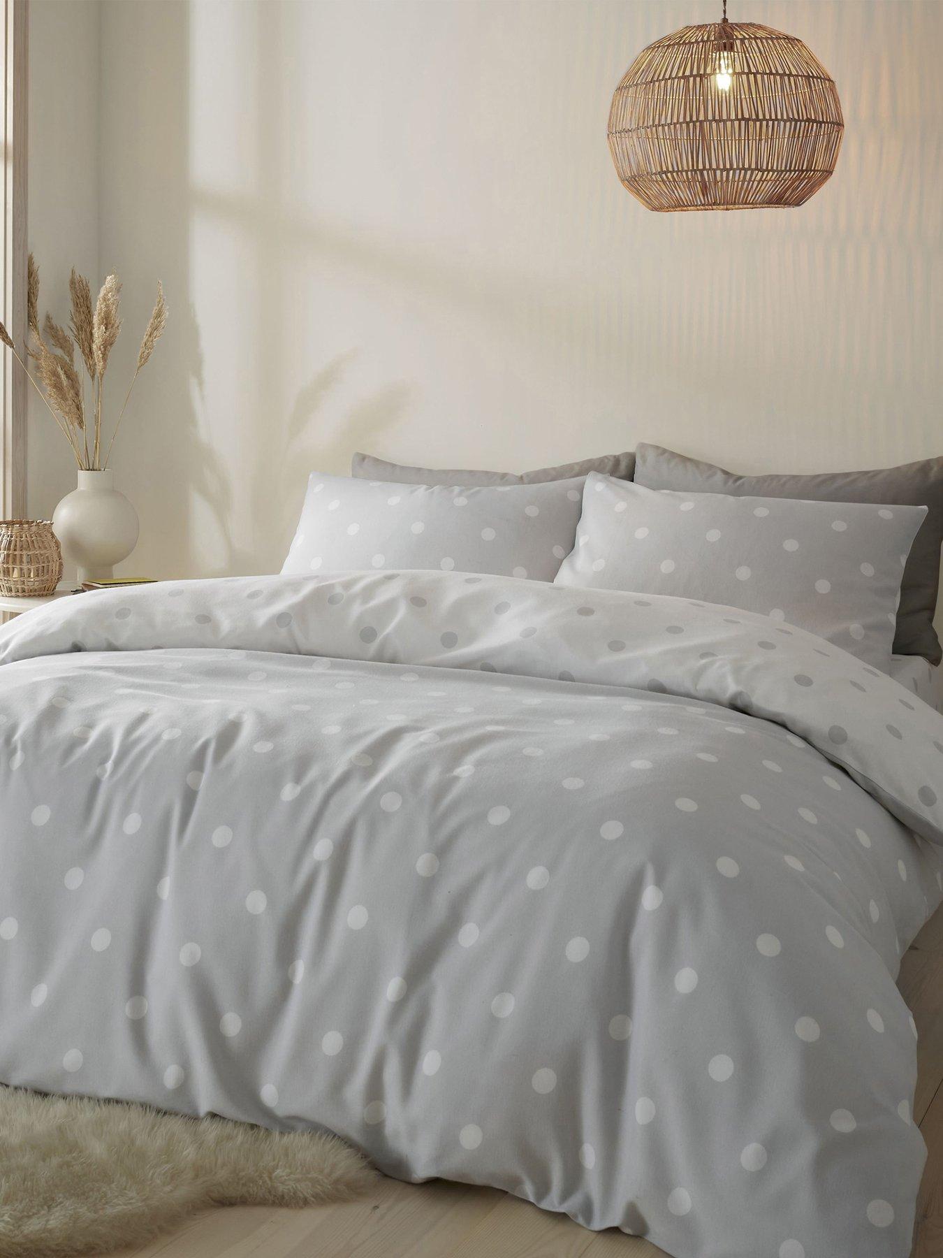 Product photograph of Catherine Lansfield Brushed Spot Reversible Duvet Cover Set In Grey from very.co.uk