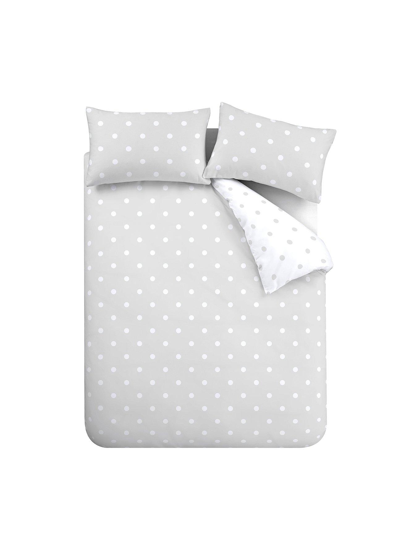 Catherine Lansfield Brushed Spot Reversible Duvet Cover Set in Grey ...