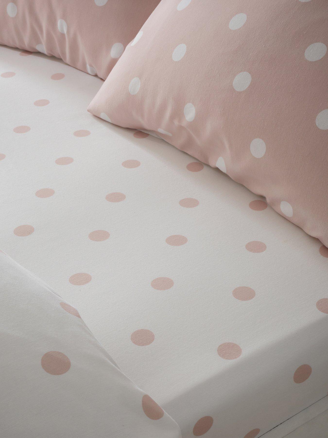 Product photograph of Catherine Lansfield Brushed Spot Fitted Sheet In Pink from very.co.uk