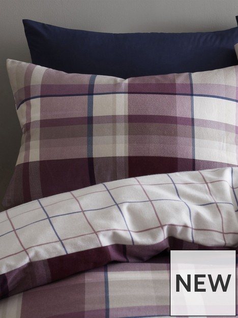 catherine-lansfield-check-brushed-pillowcase-pair-in-plum