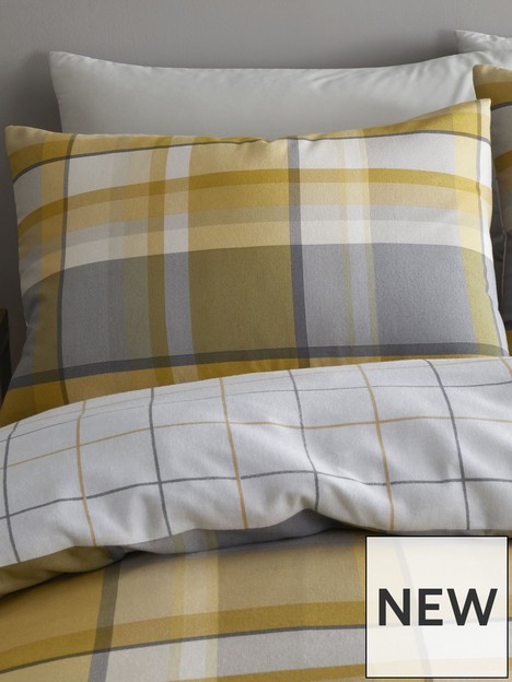 catherine-lansfield-check-brushed-pillowcase-pair-ochre