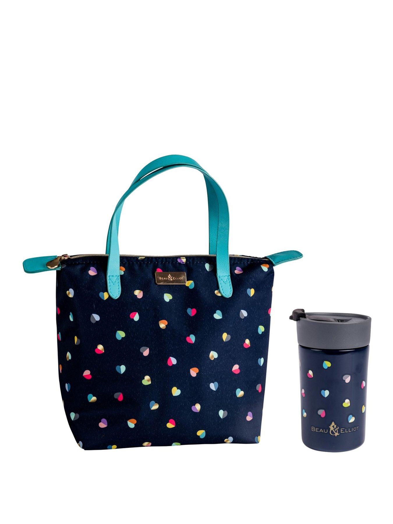 BEAU ELLIOT Mini Confetti Insulated Picnic Lunch Tote Navy Hearts 7 Litre Stainless Steel Food Flask Very