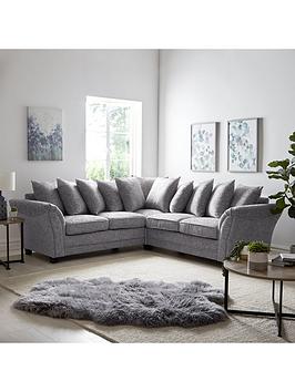 Product photograph of Very Home Dury Chunky Weave Corner Group Sofa - Grey from very.co.uk