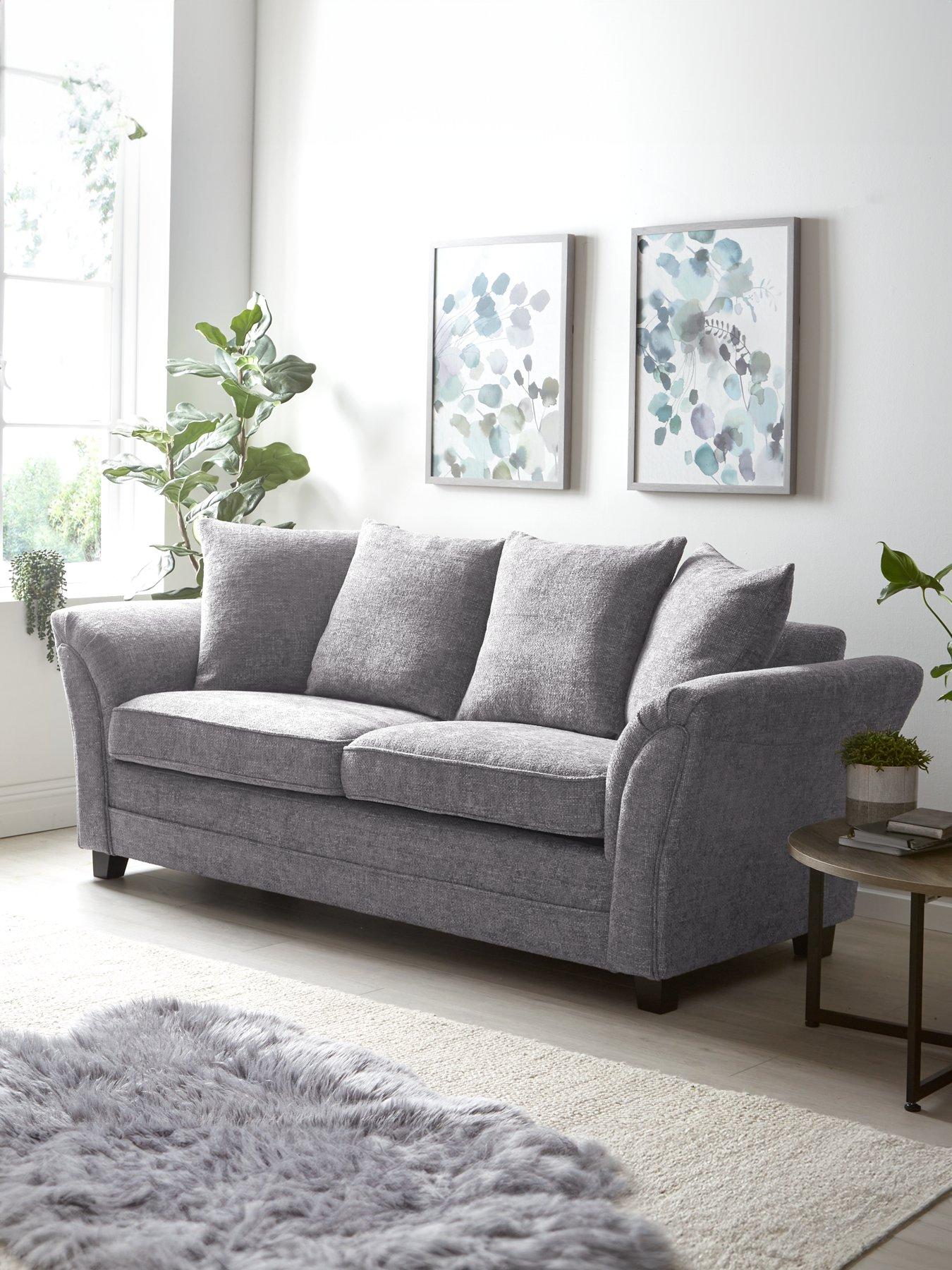 Product photograph of Very Home Dury Chunky Weave 3 Seater Sofa - Grey from very.co.uk