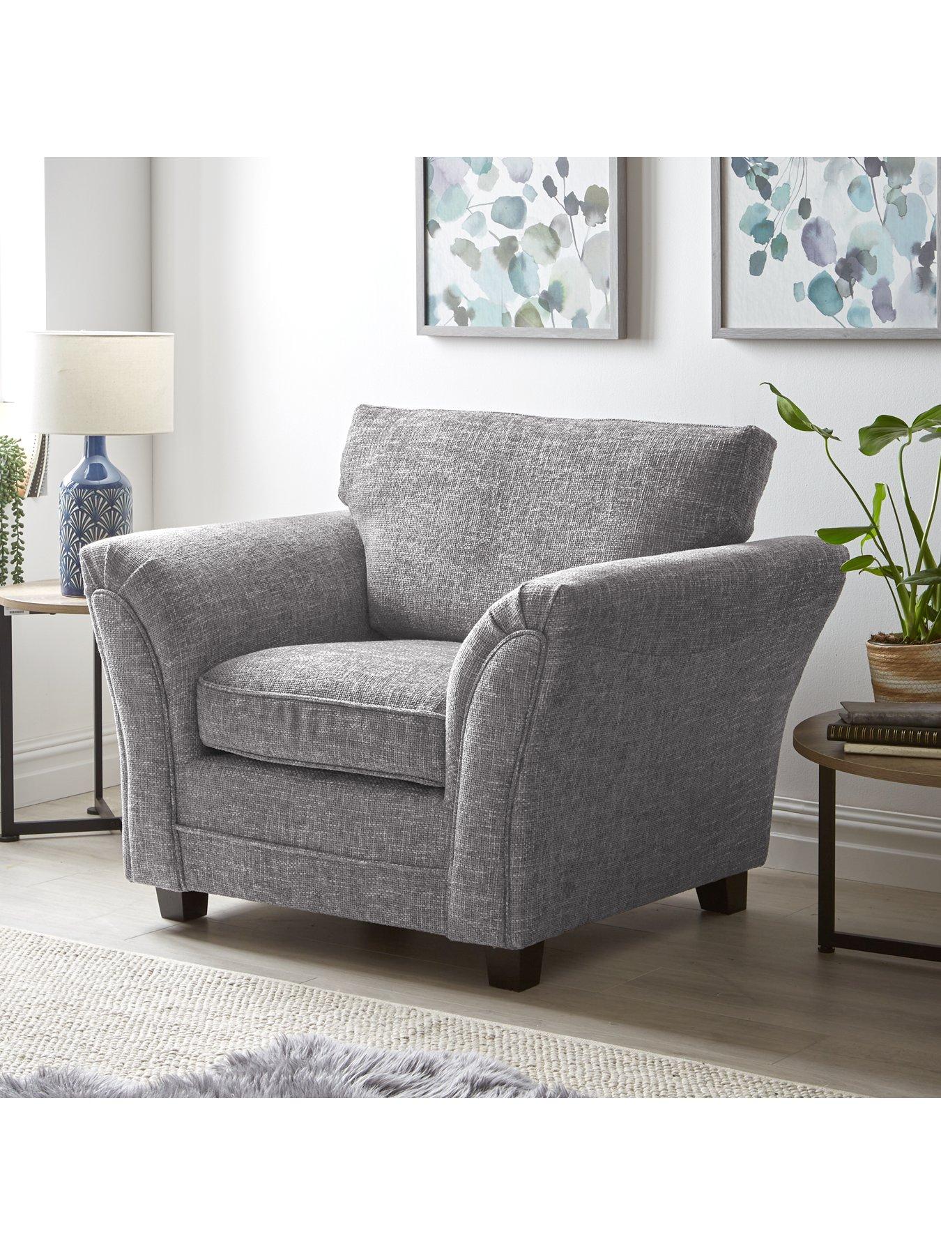 Product photograph of Very Home Dury Chunky Weave Armchair - Grey from very.co.uk