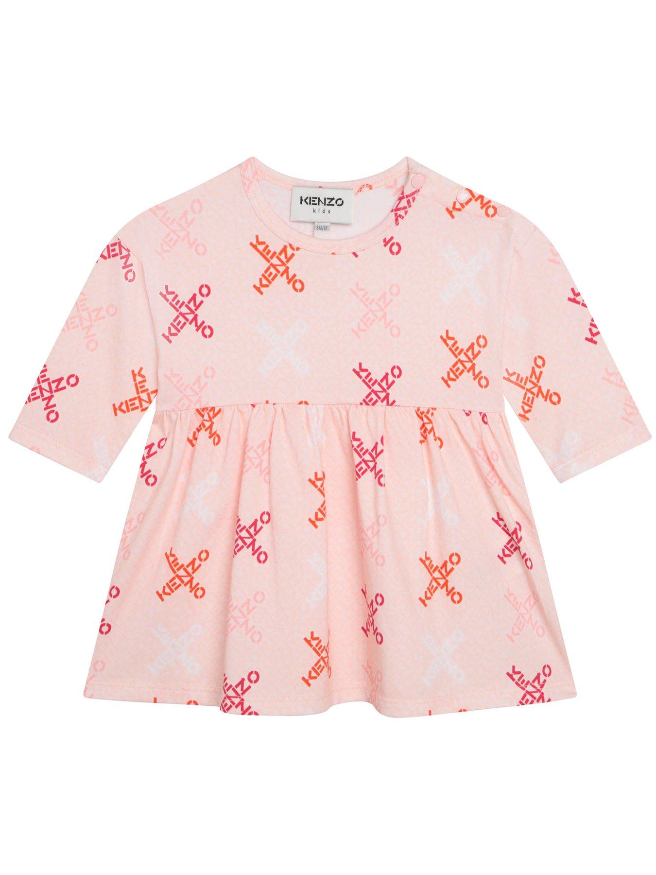 kenzo-baby-logo-long-sleeved-dress-pink