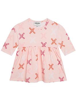 kenzo baby logo long sleeved dress - pink