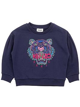 kenzo kids tiger logo sweatshirt - navy
