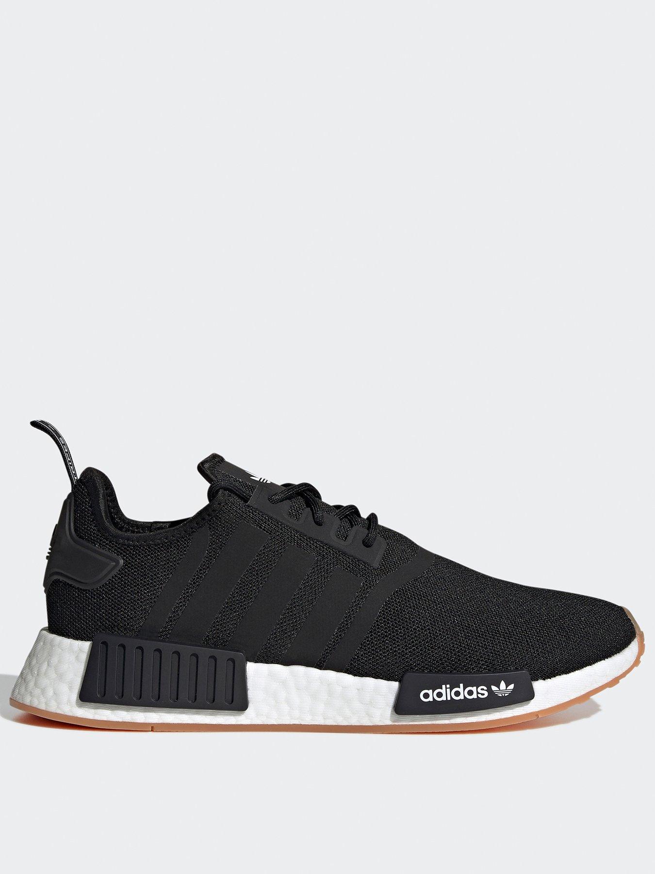 Mens adidas black outlet nmd r1 trainers