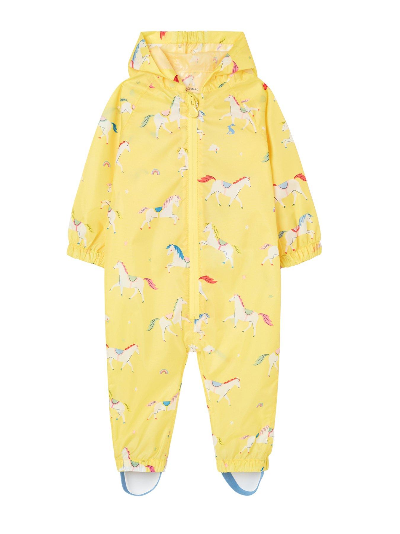 Joules Baby Girls Horse Print Puddlesuit Yellow very.co.uk