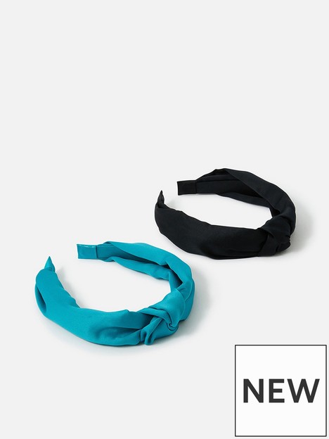 accessorize-knot-satin-headband-2nbsppacknbsp--blackgreen