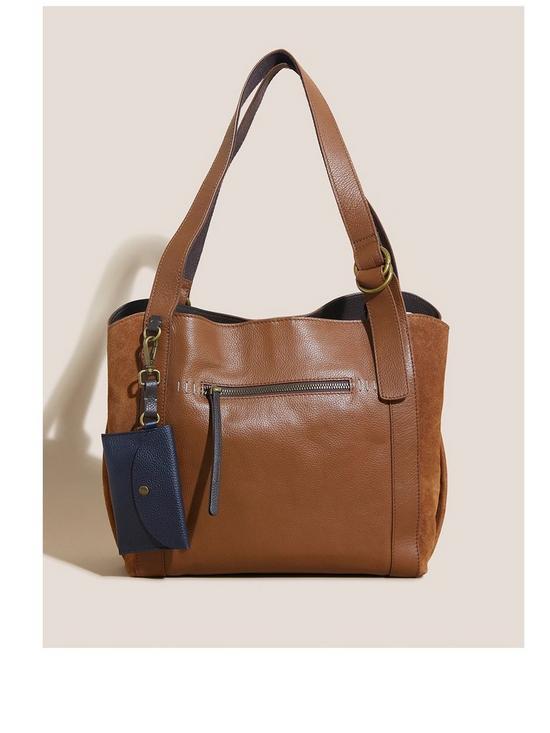 front image of white-stuff-hannah-leather-tote-brown