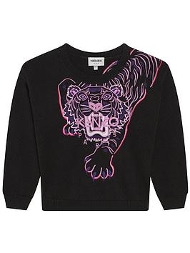 kenzo kids tiger logo sweatshirt - black