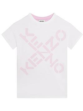 kenzo kids big x logo t-shirt - white/pink