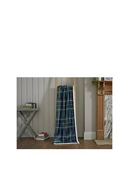 Product photograph of Deyongs Mackenzie Green Throw With Sherpa Reverse from very.co.uk