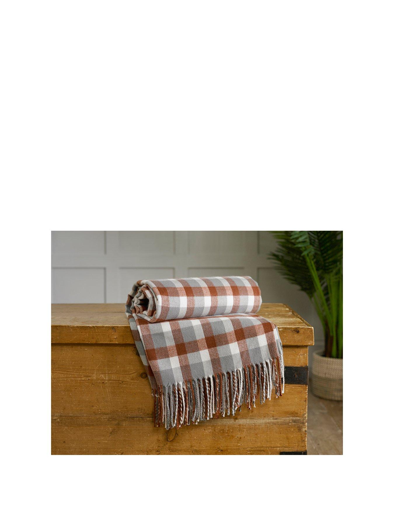 Product photograph of Deyongs Rust Check Throw from very.co.uk