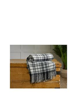 Product photograph of Deyongs Buchanan Grey Check Throw from very.co.uk