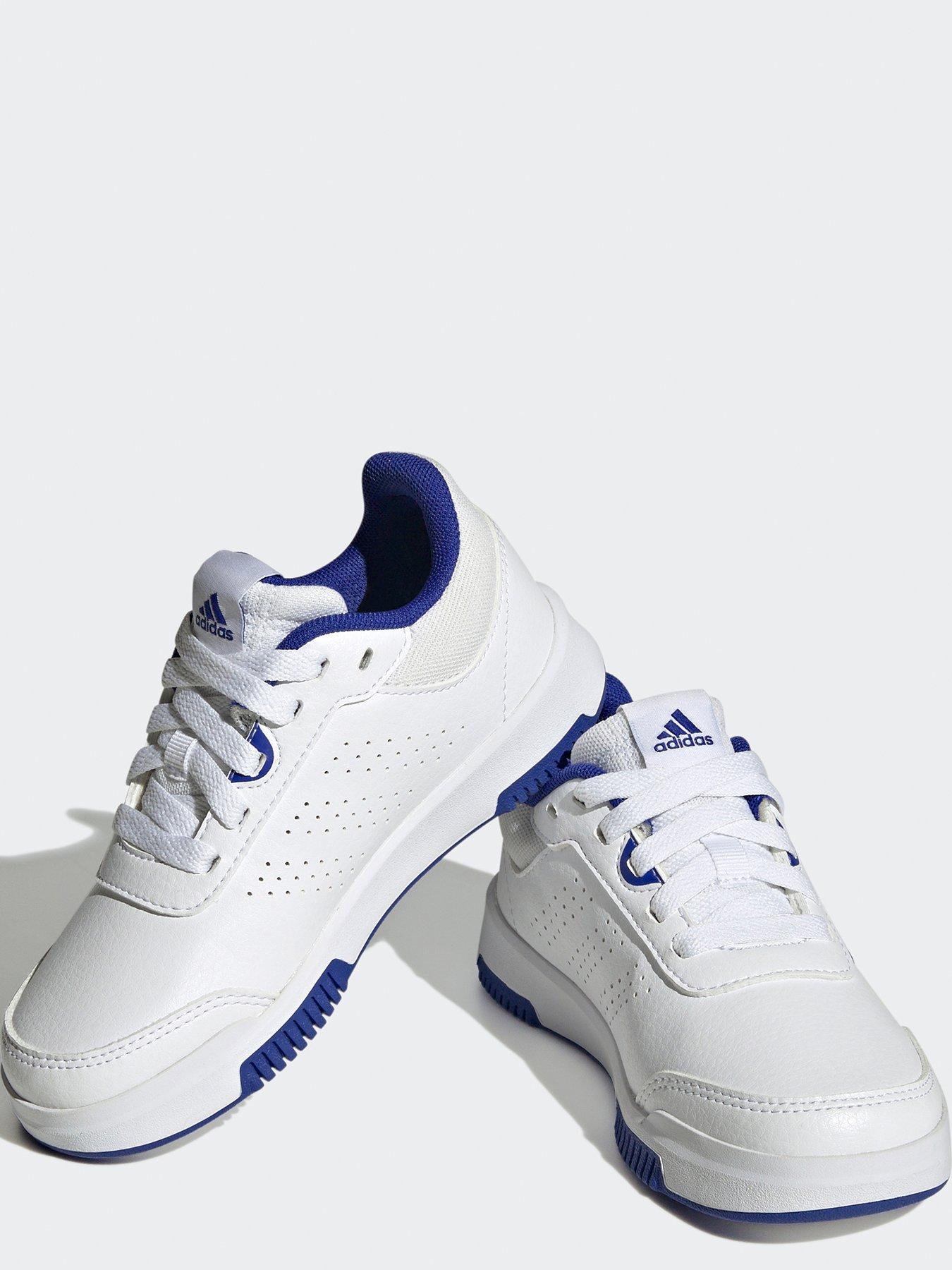 Blue and shop white adidas trainers