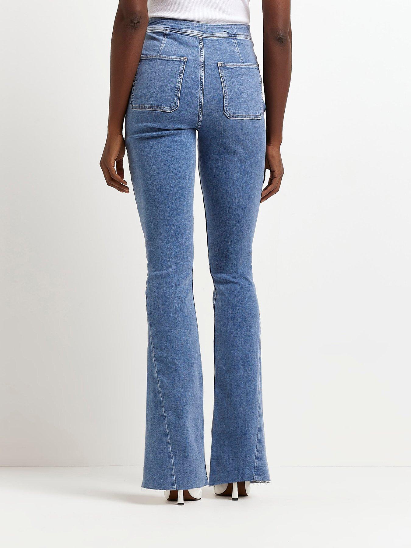 Flare High Rise Pocket Burkin Jean- Mid Denim