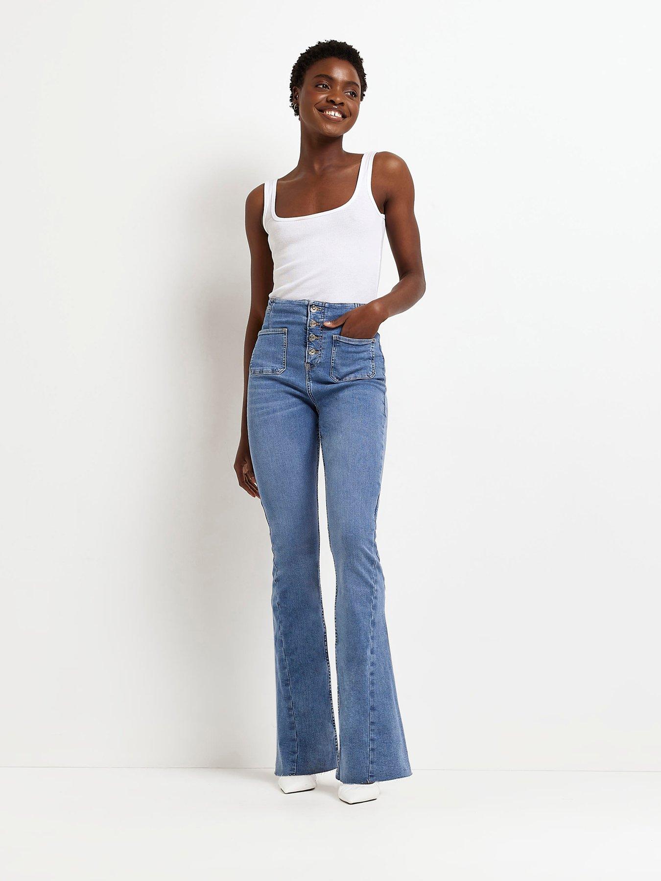 Black high waist flare jean with pockets – D'vine Designs