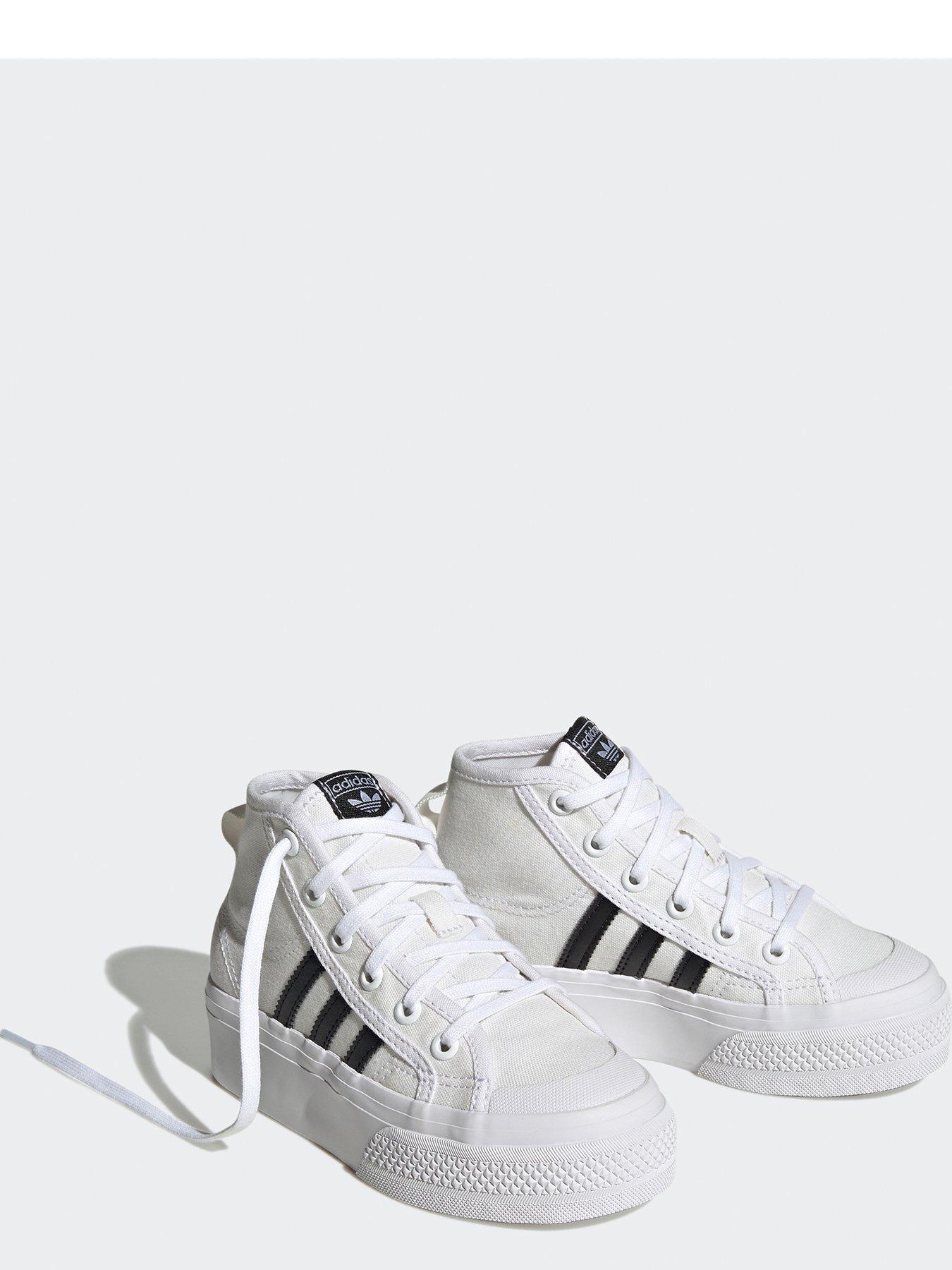 Unisex Kids Nizza Platform Trainers White Black